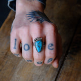 Vintage Sterling Turquoise Ring 6.75