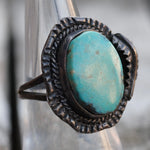 Vintage Sterling Turquoise Feather Ring 7.75