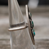 Vintage Sterling 3- Stone Turquoise Ring 4.25