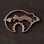 Vintage Sterling Silver Multi Stone Inlay Hopi Bear Brooch