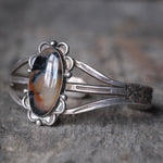 Vintage Sterling Agate Stamped Cuff