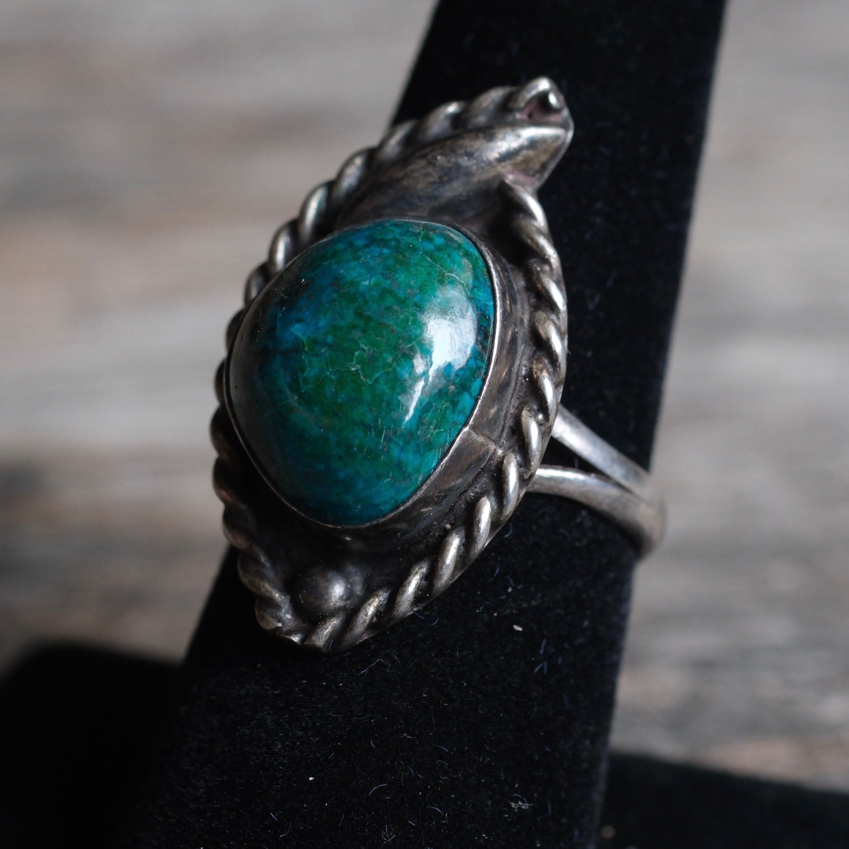 Vintage Sterling Chrysocolla Roper Ring 7.5