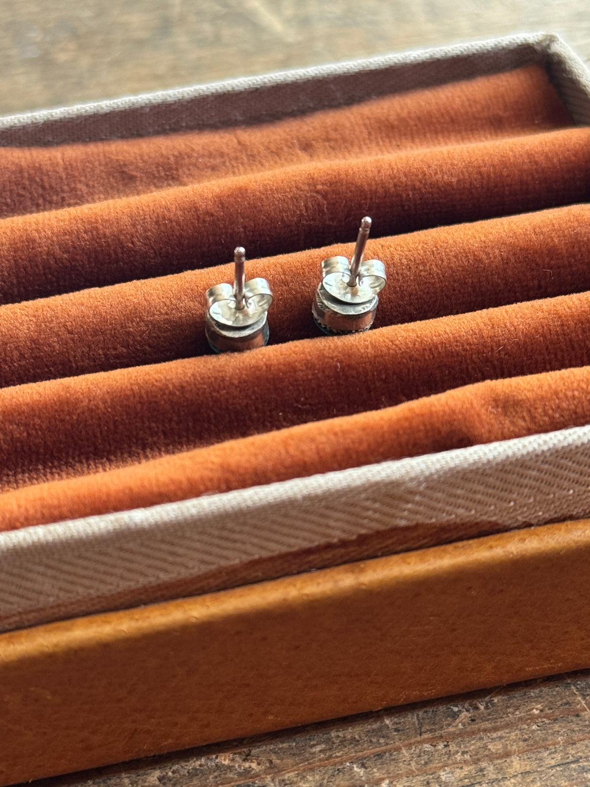 Vintage Sterling Silver Turquoise Inlay Earrings