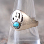 Vintage Sterling Turquoise Bear Paw Ring 9.5