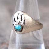 Vintage Sterling Turquoise Bear Paw Ring 9.5