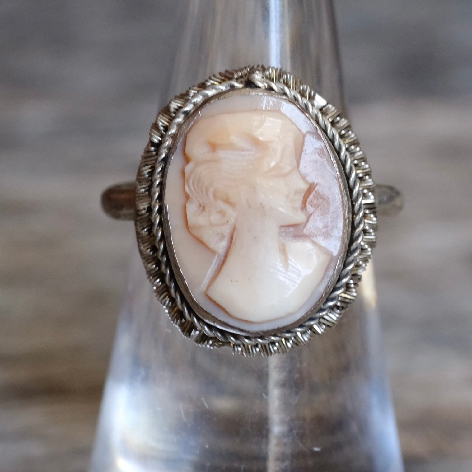 Vintage Sterling Carved Cameo Ring 7