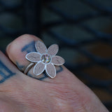 Vintage Sterling Jasper Flower Ring 5.75