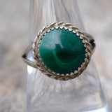 Vintage Sterling Malachite Roper Ring 7.5