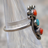 Vintage Sterling Turquoise and Coral Ring 5