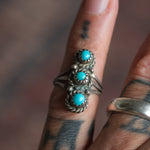 Vintage Sterling 3-Stone Turquoise Ring 4.25