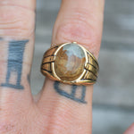 Vintage Gold Plated Picture Stone Signet Ring 12.5