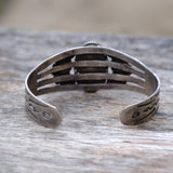 Vintage Sterling Agate Stamped Cuff Bracelet