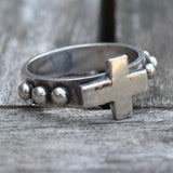 Vintage Sterling Silver Dotted Cross Ring 11.5