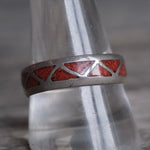 Vintage Sterling Coral Inlay Band 11.5