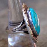 Chunky Vintage Sterling Turquoise Roper Ring 8.25