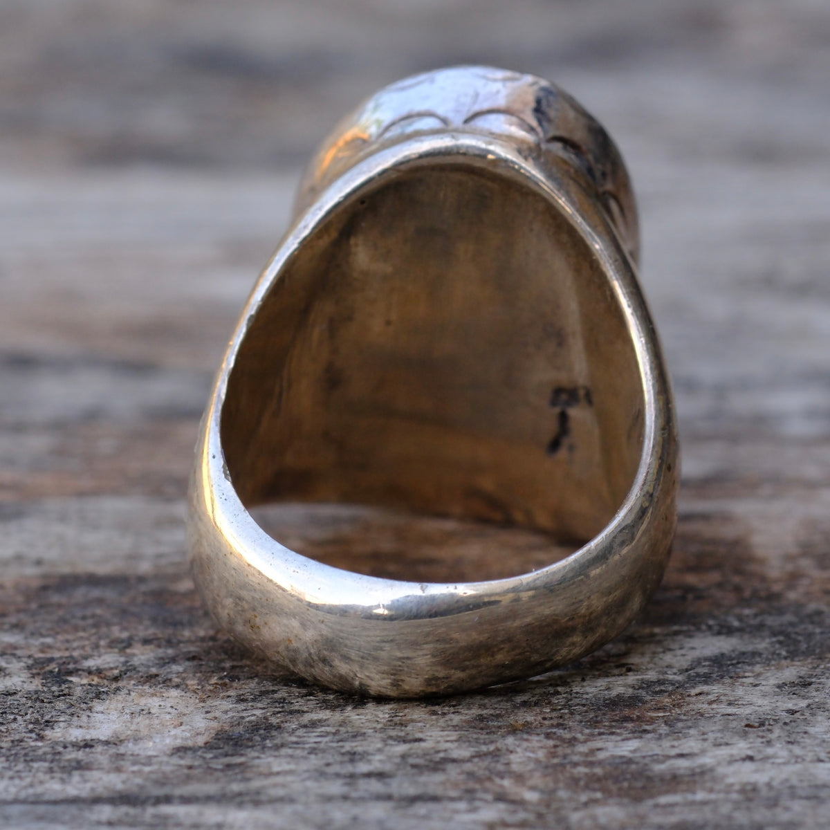 Vintage Sterling Multi Stone Inlay Stamped Band Ring 8.75