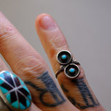Vintage Sterling 2-Stone Turquoise Ring 4.5