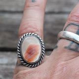 Vintage Sterling Spiny Oyster Roper Ring 6.25