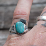 Vintage Sterling Turquoise Stamped Band Ring 7.75