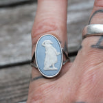 Vintage Sterling Resin Woman Cameo Ring 5.5