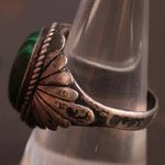 Vintage Sterling Malachite Ribbed Band Ring 10.25