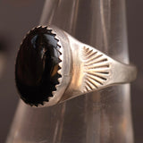 Vintage Sterling Onyx Stamped Band Ring 8.75