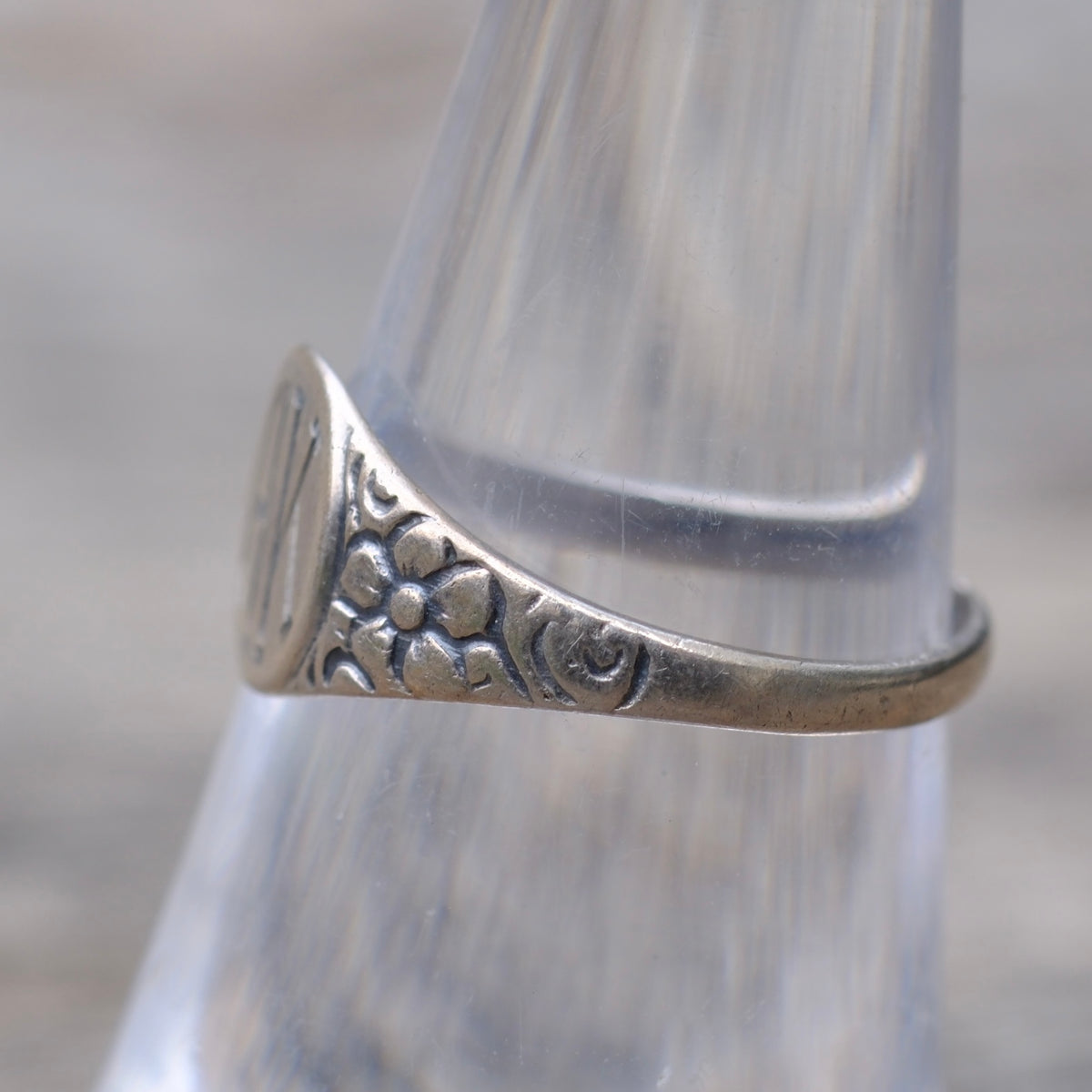 Vintage Sterling Silver AK Initial Signet Ring 6