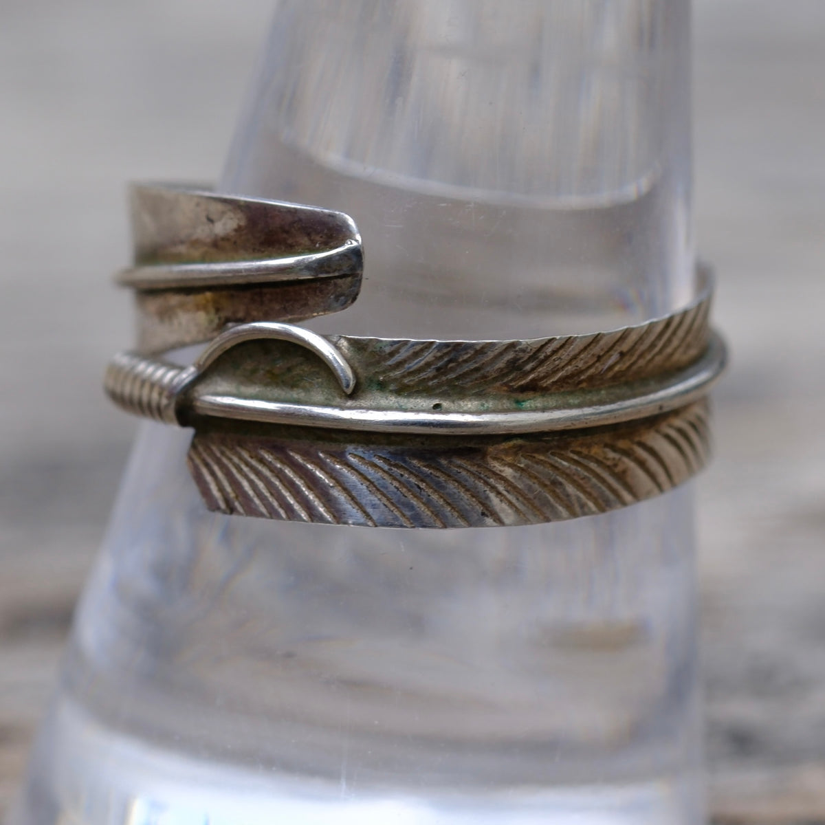 Vintage Sterling Silver Feather Ring 8.5