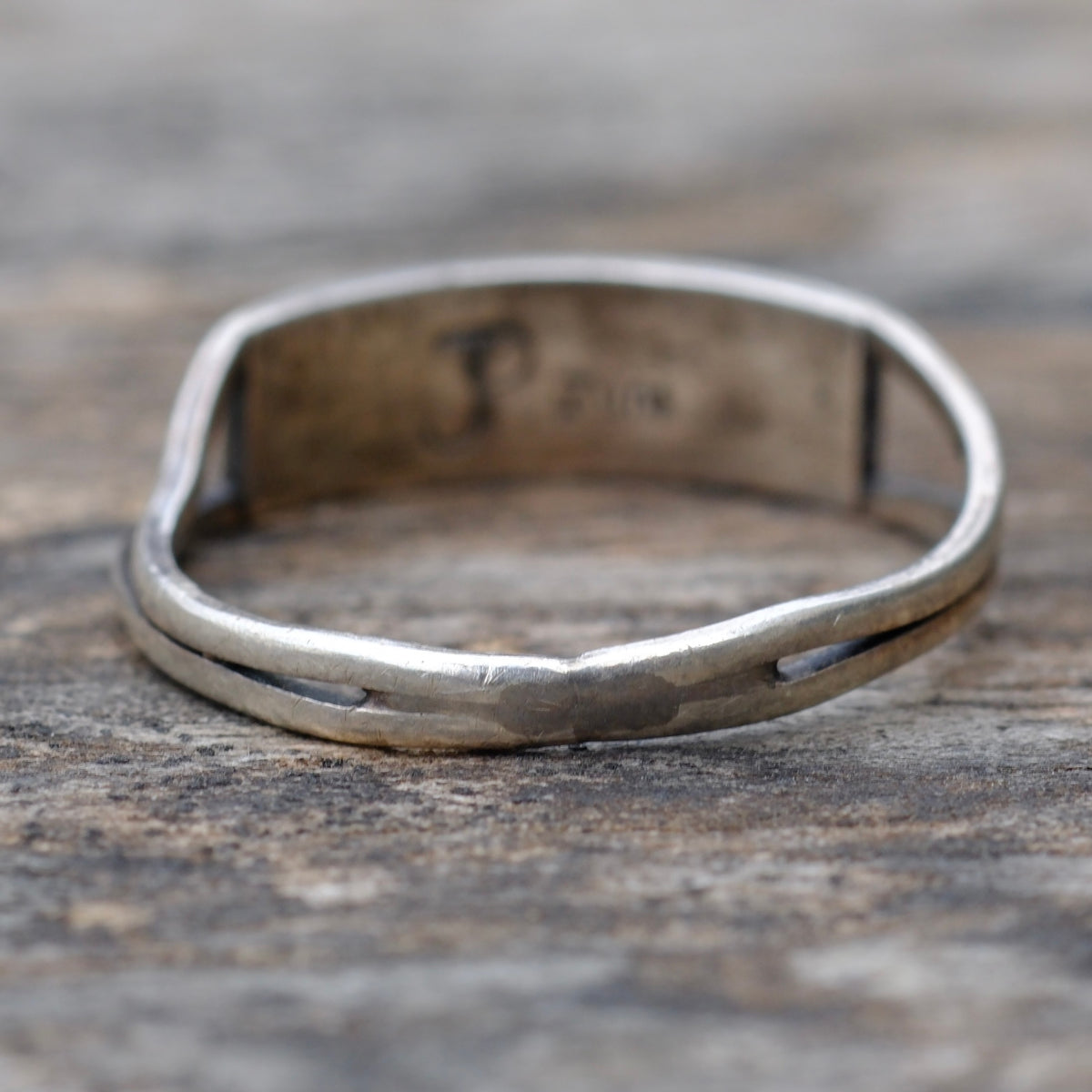 Vintage Sterling Turquoise Inlay Band Ring 6.75