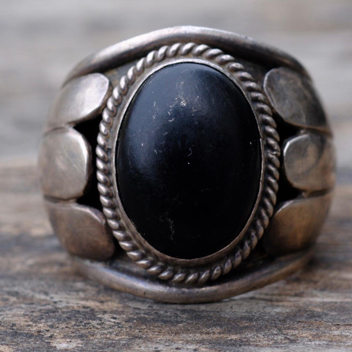 Vintage Sterling Onyx Ring 10
