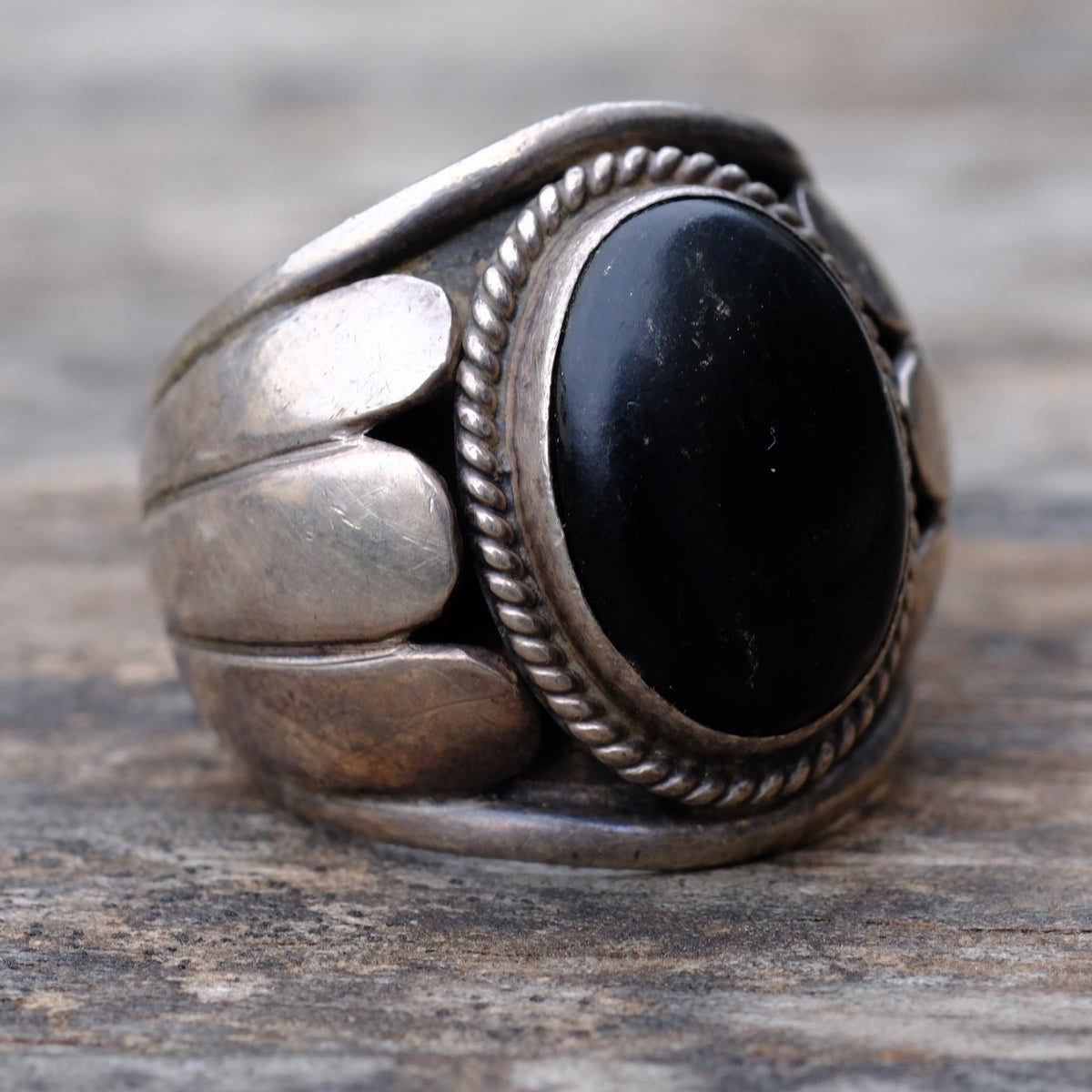 Vintage Sterling Onyx Ring 10
