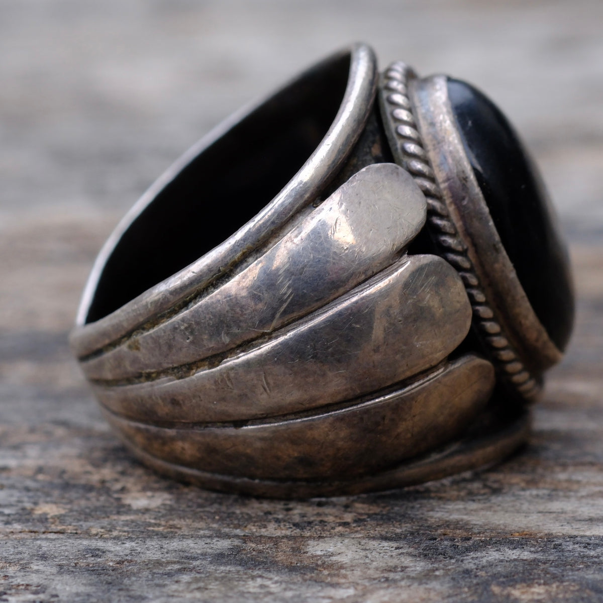 Vintage Sterling Onyx Ring 10
