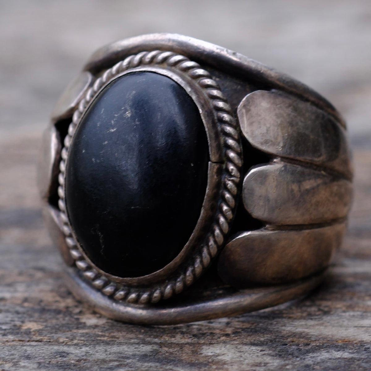 Vintage Sterling Onyx Ring 10