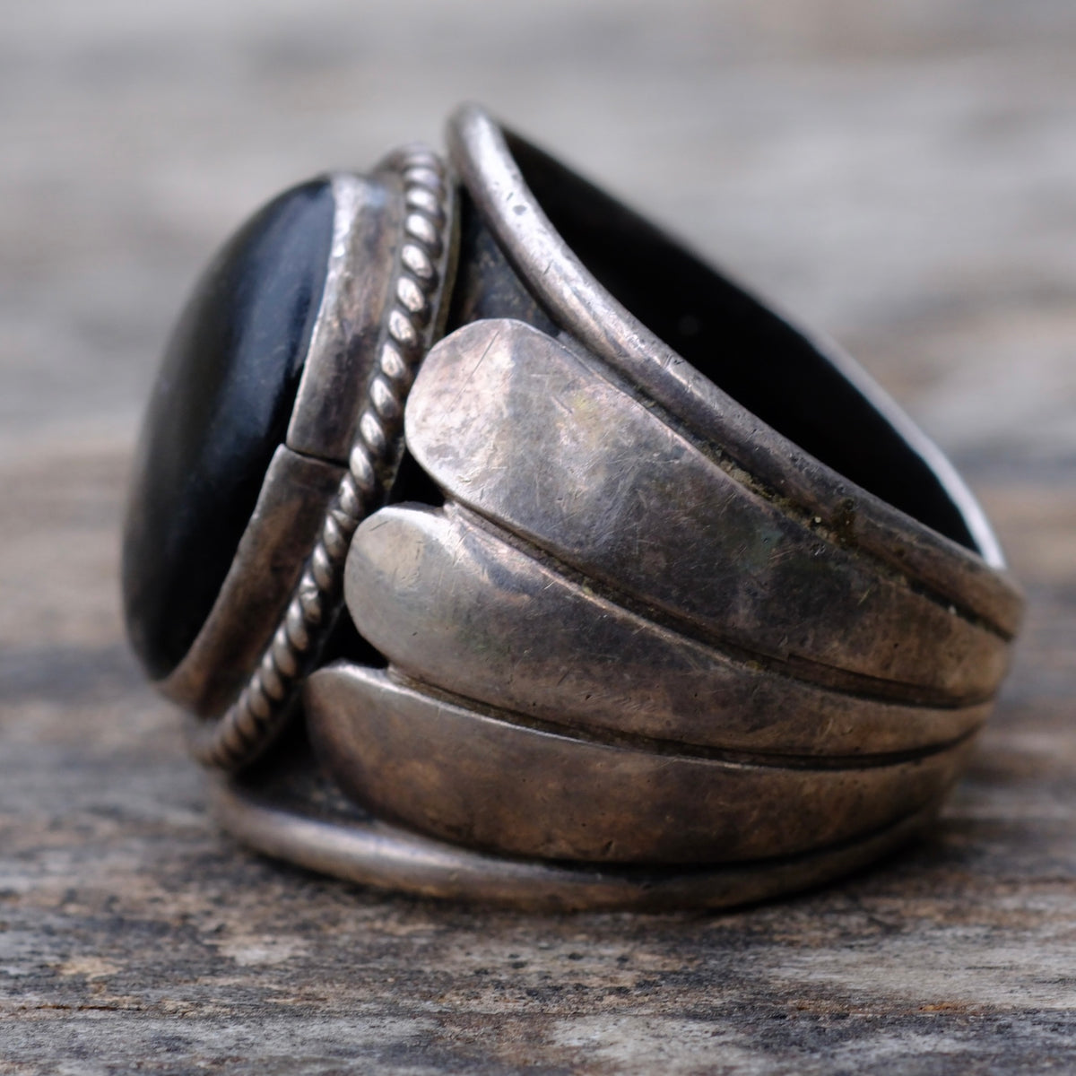 Vintage Sterling Onyx Ring 10