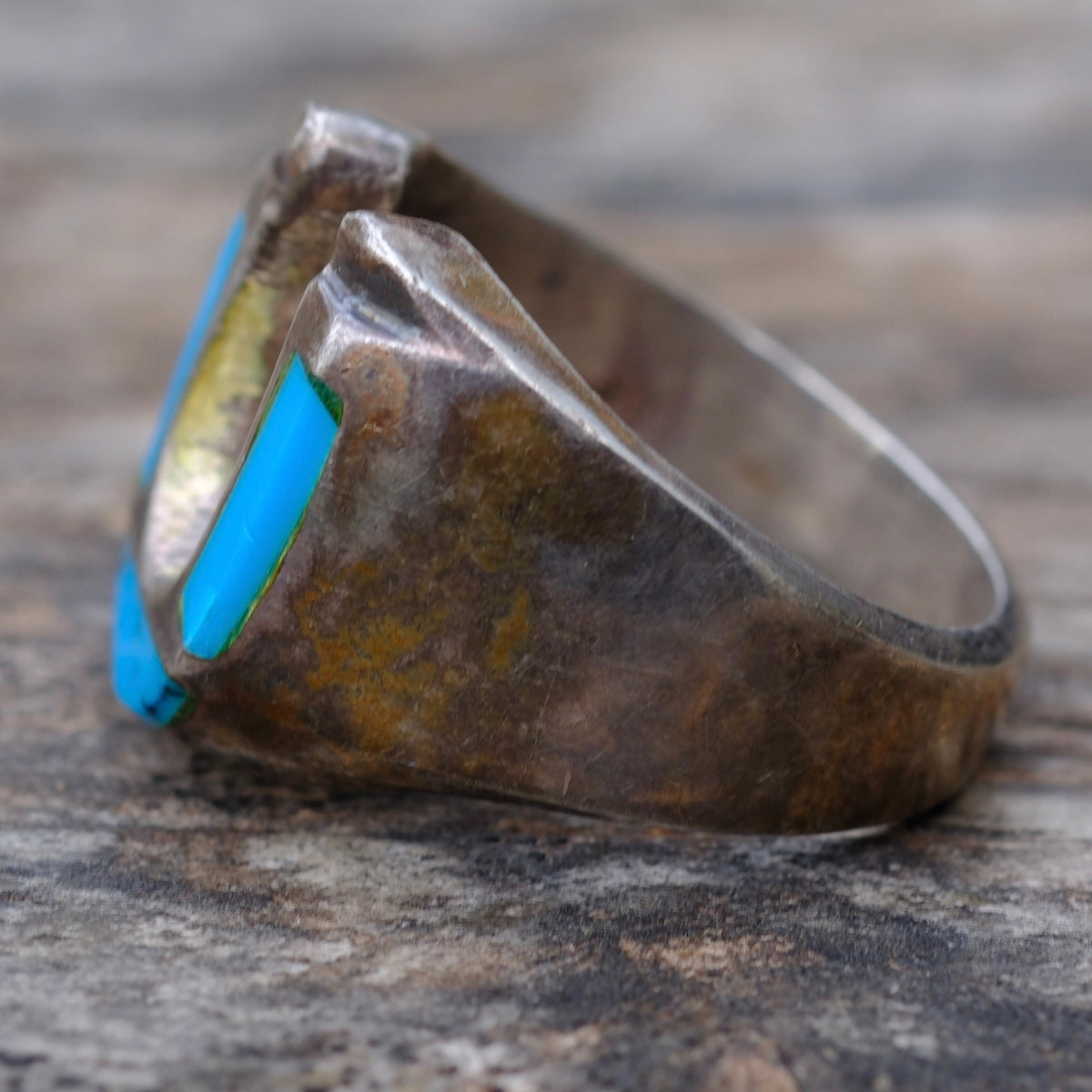 Vintage Sterling Turquoise Lucky Horseshoe Ring 9