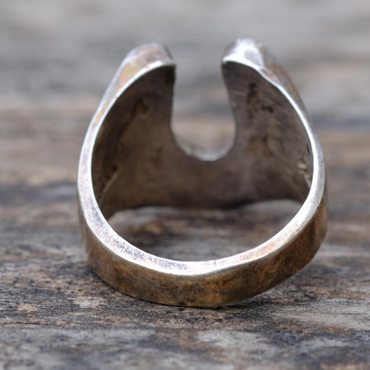 Vintage Sterling Turquoise Lucky Horseshoe Ring 9