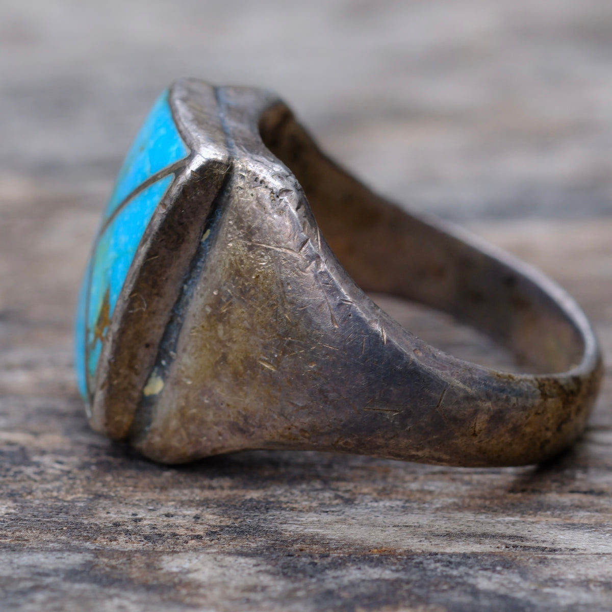 Vintage Sterling Turquoise Inlay Ring 11