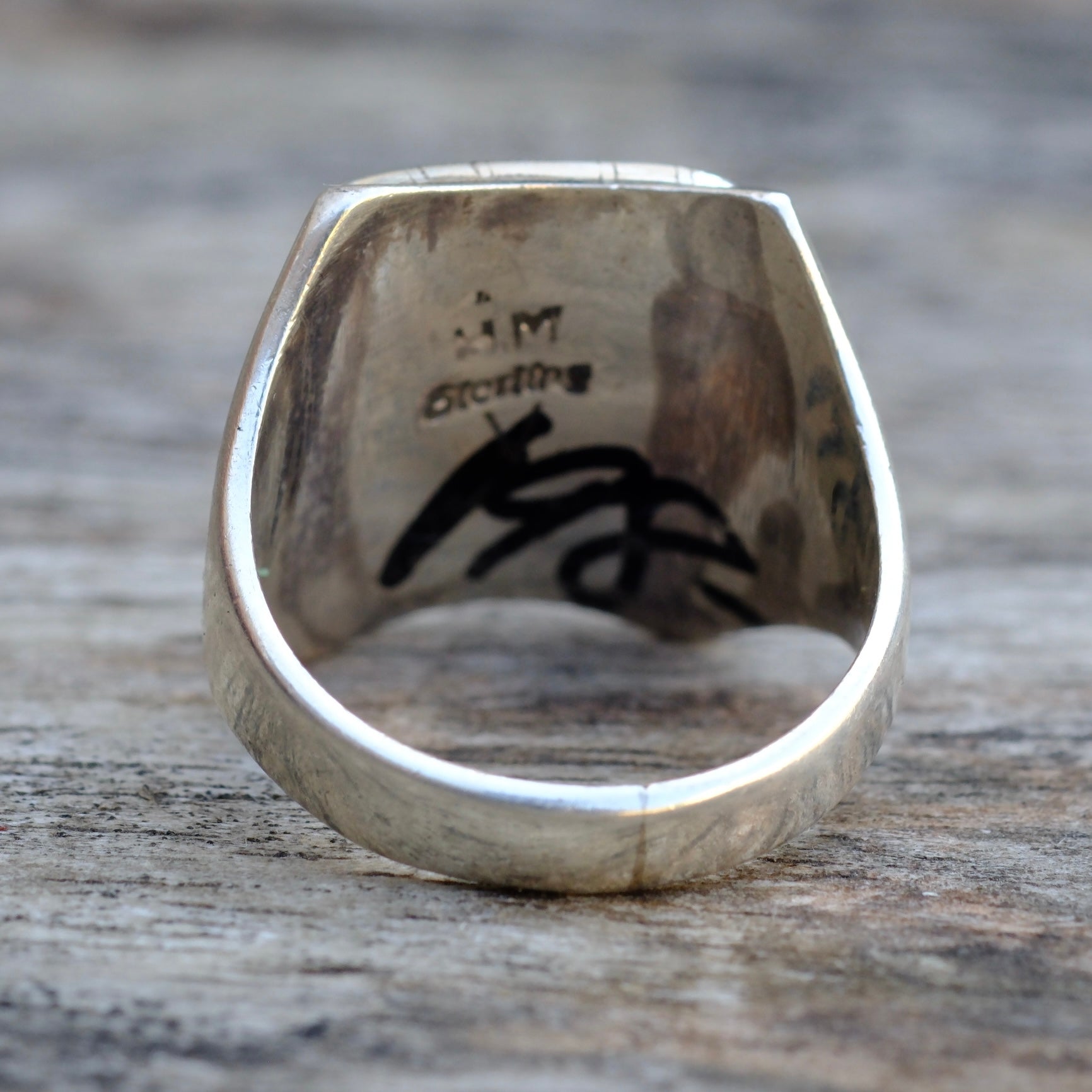 Vintage Sterling Multistone Inlay Panel Ring 8.5