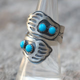 Vintage Sterling Turquoise Bear Paw Overpass Ring 8
