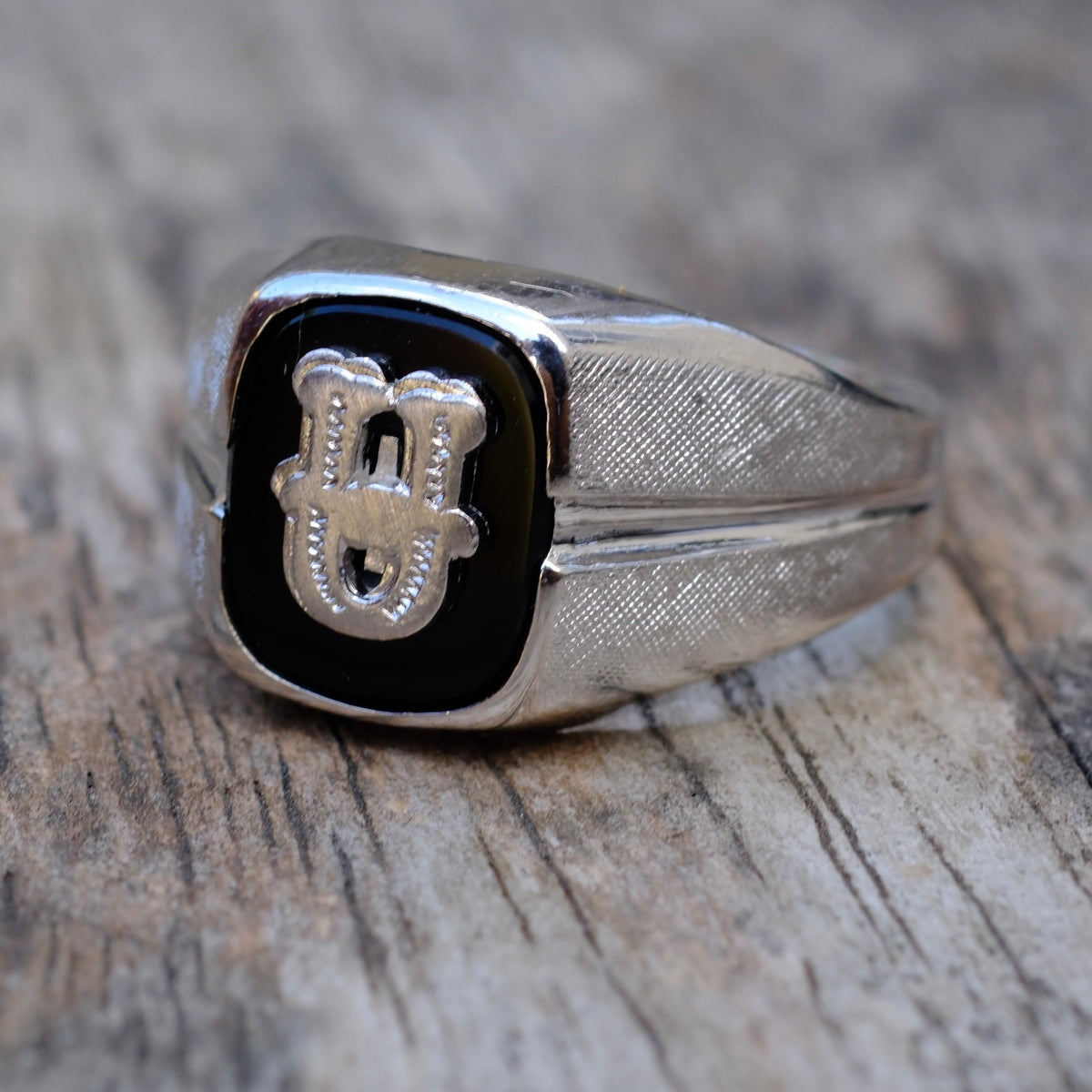Vintage Sterling U Initial Signet Ring 10