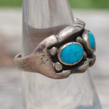 Vintage Sterling 3-Stone Turquoise Ring 6.5