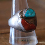 Vintage Sterling Turquoise and Coral Ring 10