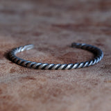 Vintage Sterling Silver Braided Cuff Bracelet 6.5"