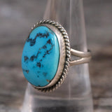 Vintage Sterling Turquoise Roper Ring 8.75