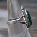 Vintage Sterling Malachite Feather Ring 5.25