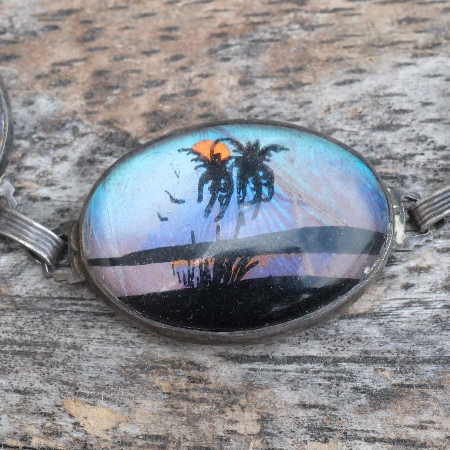 1920's Hoffman Sterling Painted Butterfly Wing Bracelet