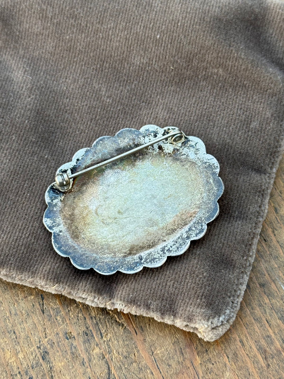 Vintage Sterling Silver Stamped Concho Pin