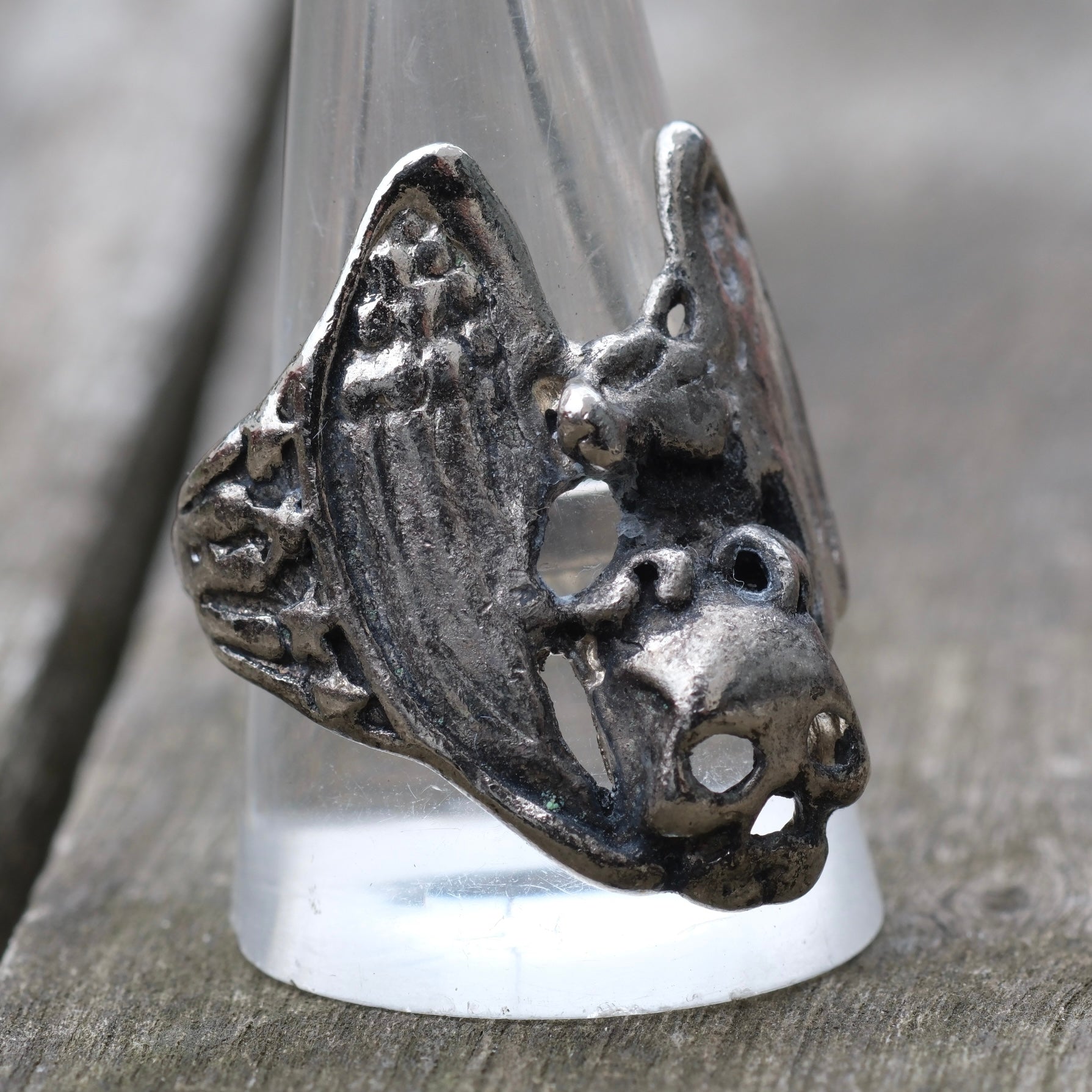 Vintage White Bronze Biker Ring 11