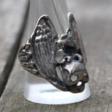 Vintage White Bronze Biker Ring 11