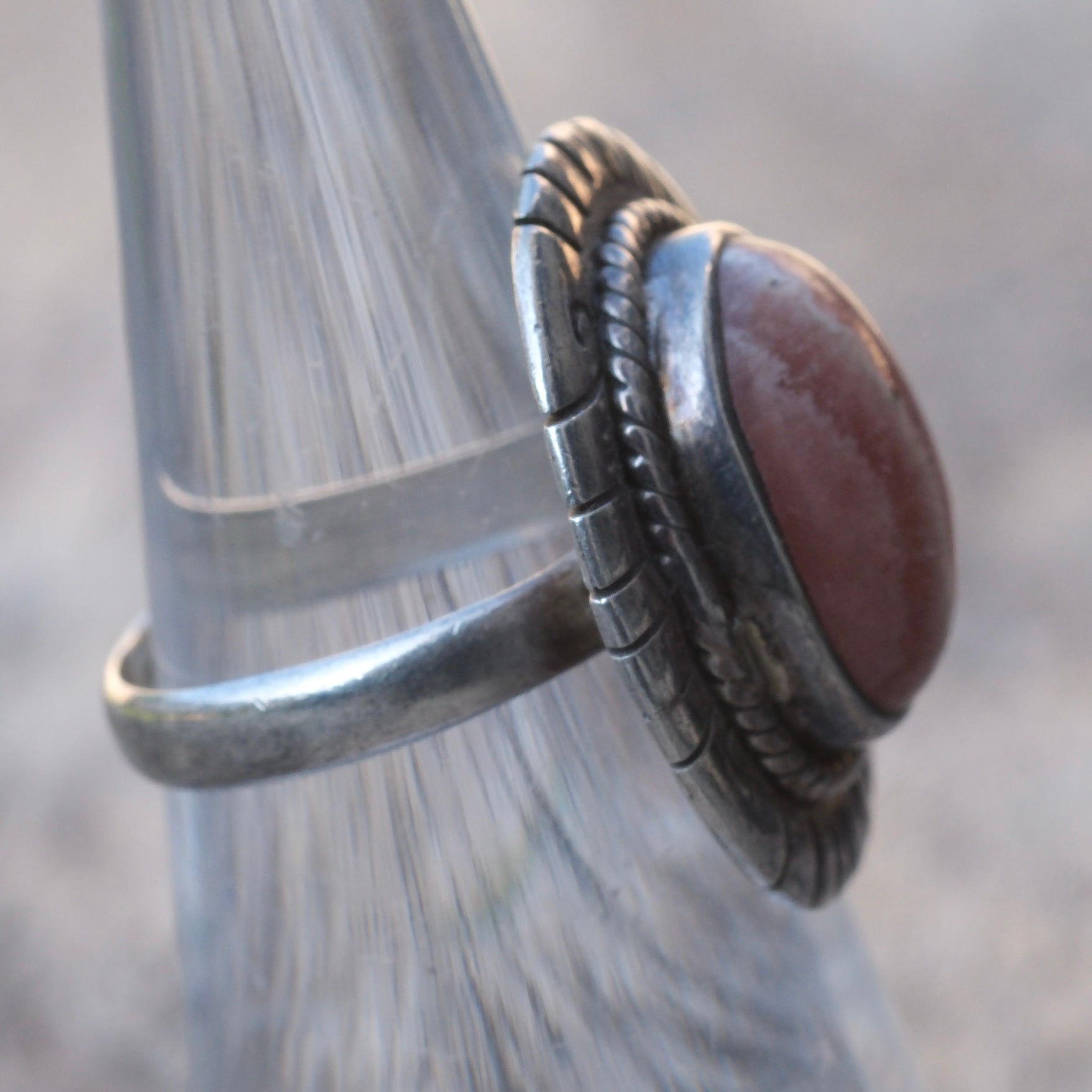 Vintage Sterling Agate Ring 5.75